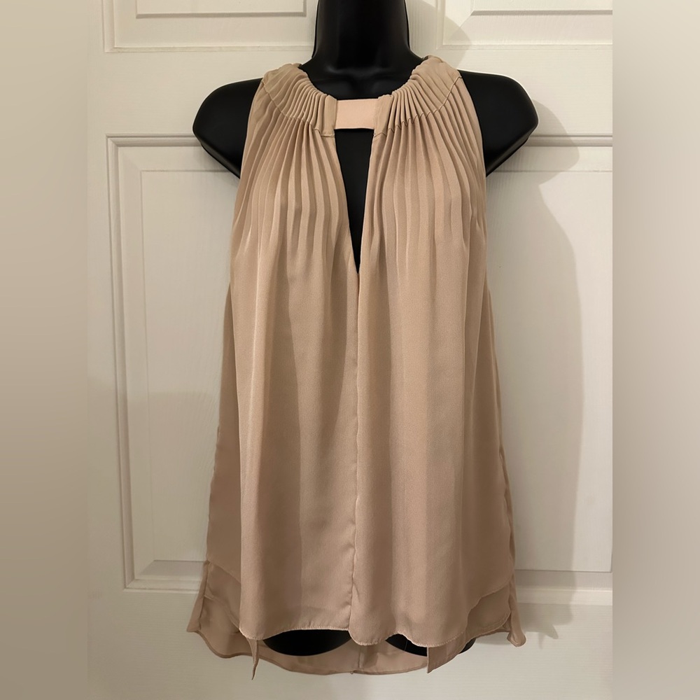 Diane Von Furstenberg Beige Pleated Top with Pockets